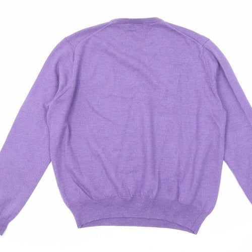 Ralph Lauren Womens Purple Crew Neck Wool Pullover Jumper Size XL