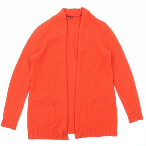 Peter Hahn Womens Orange V-Neck Wool Cardigan Jumper Size 10 - Open