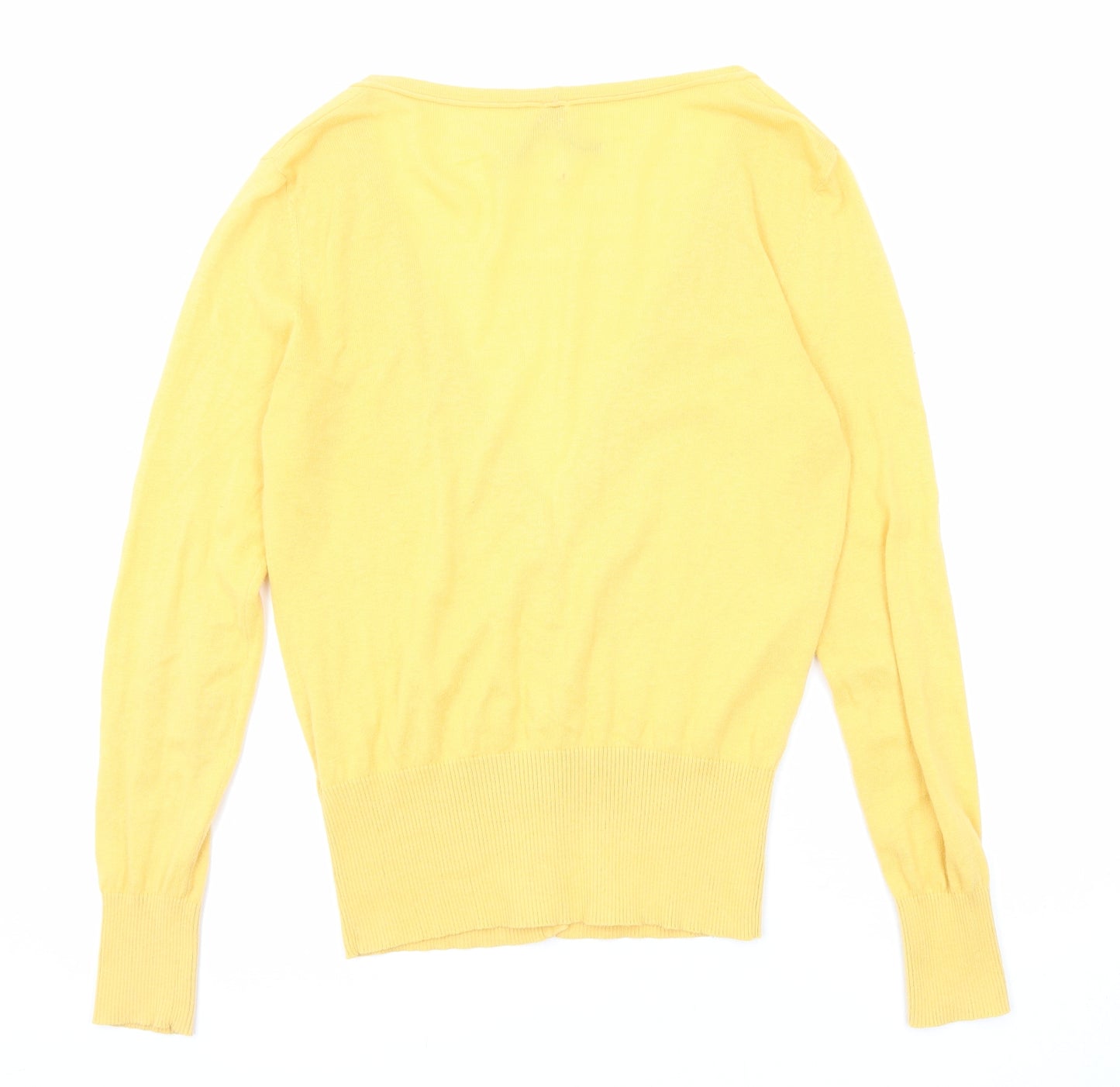 NEXT Womens Yellow V-Neck Cotton Cardigan Jumper Size 14