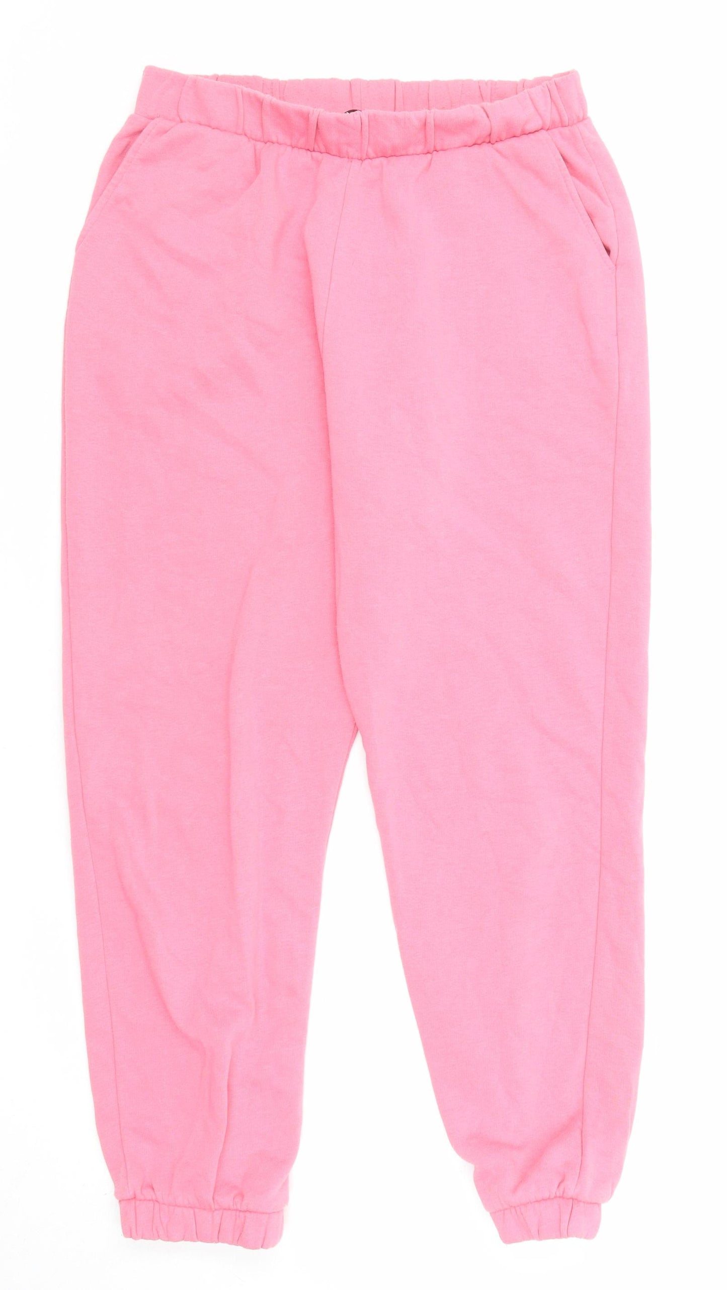Zara Womens Pink Cotton Jogger Trousers Size L L25 in Regular