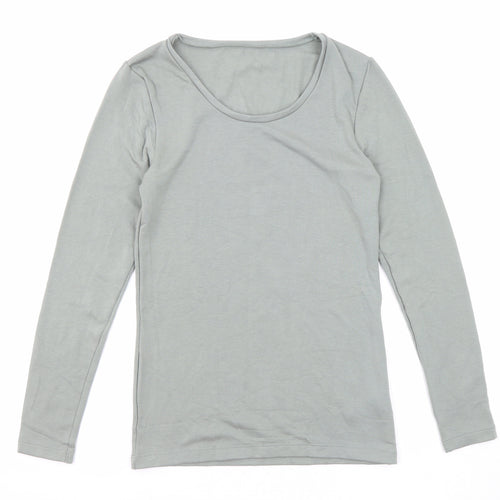 Marks and Spencer Womens Grey Acrylic Basic T-Shirt Size 14 Round Neck - Thermal