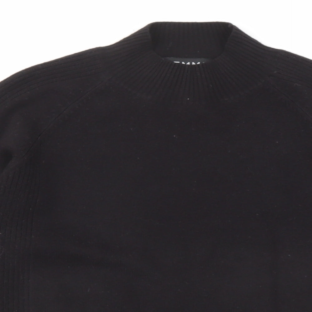 Femme Womens Black High Neck Acrylic Pullover Jumper Size L