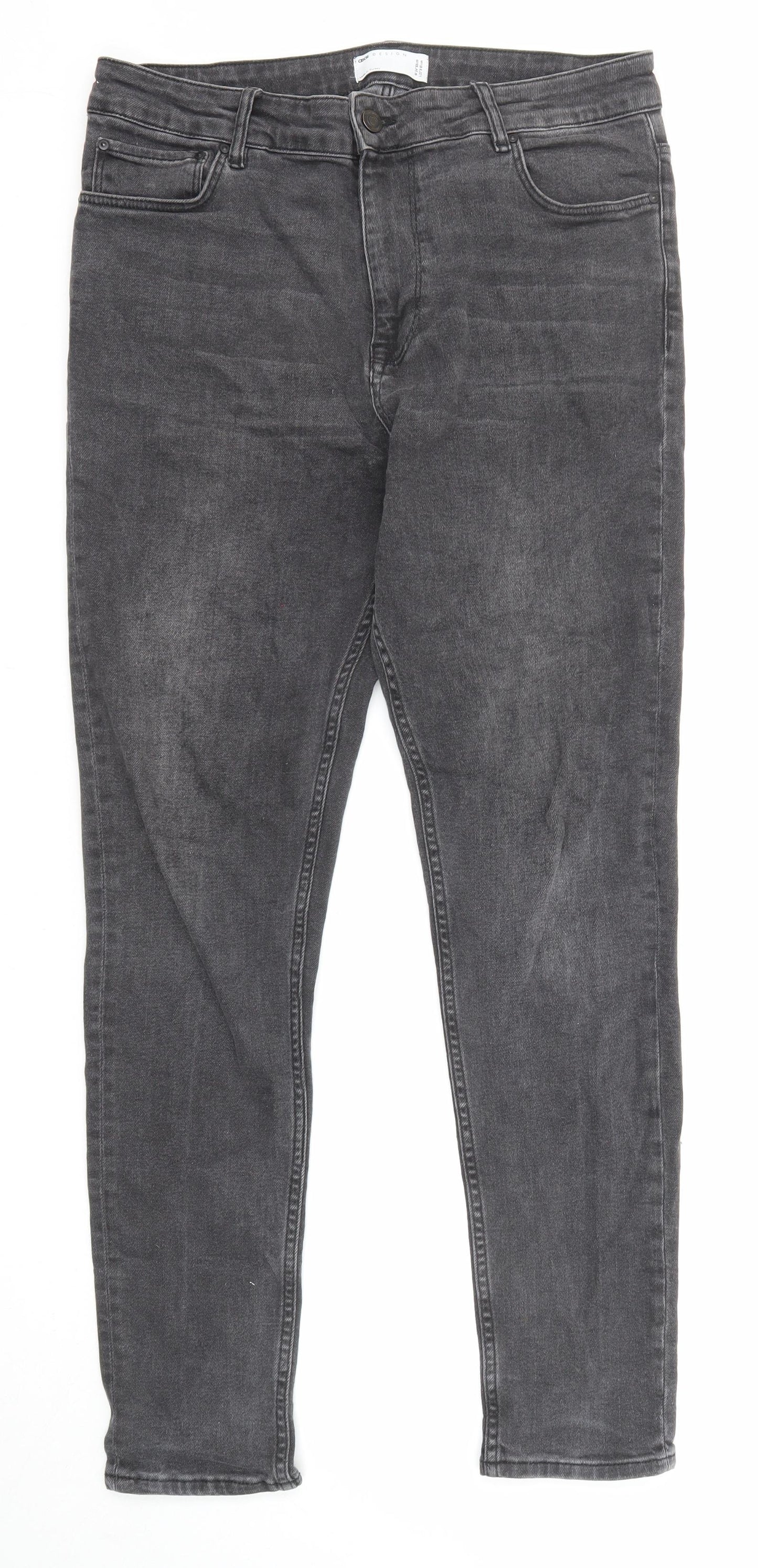 ASOS Mens Grey Cotton Skinny Jeans Size 34 in L32 in Regular Zip