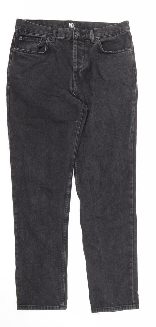 BDG Mens Black Cotton Straight Jeans Size 32 in L34 in Regular Zip