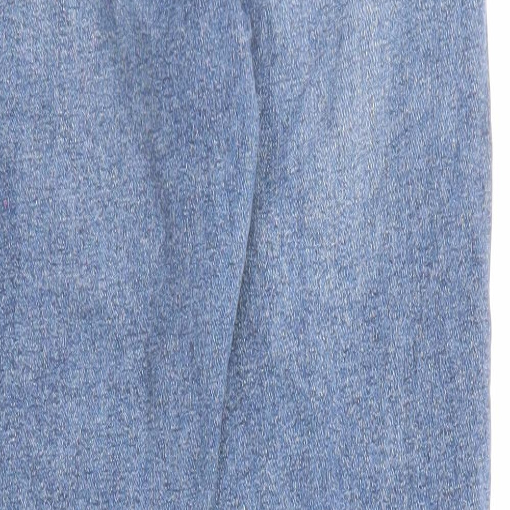 Topshop Womens Blue Cotton Skinny Jeans Size 28 in L30 in Regular Zip - Distressed Hems