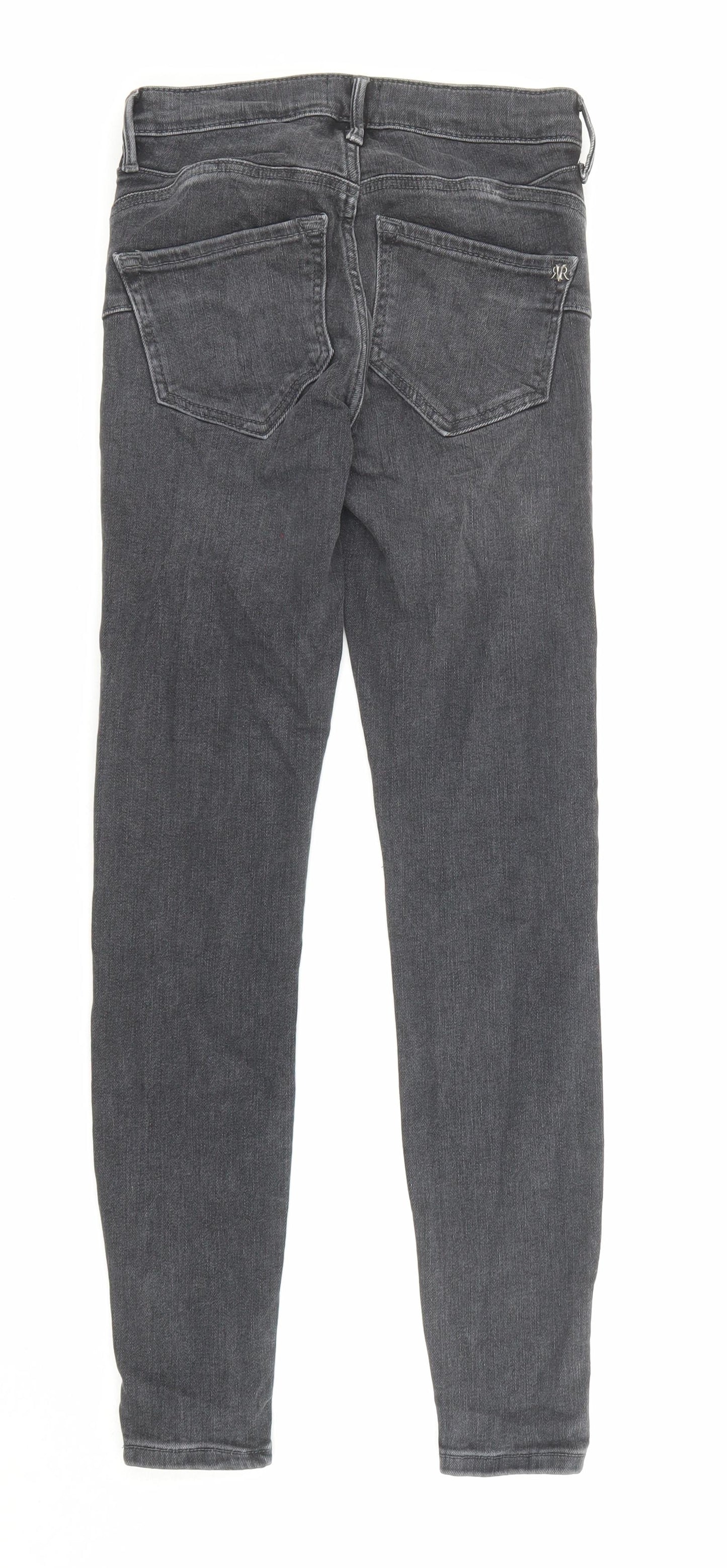 River Island Womens Grey Cotton Skinny Jeans Size 6 L27 in Regular Zip