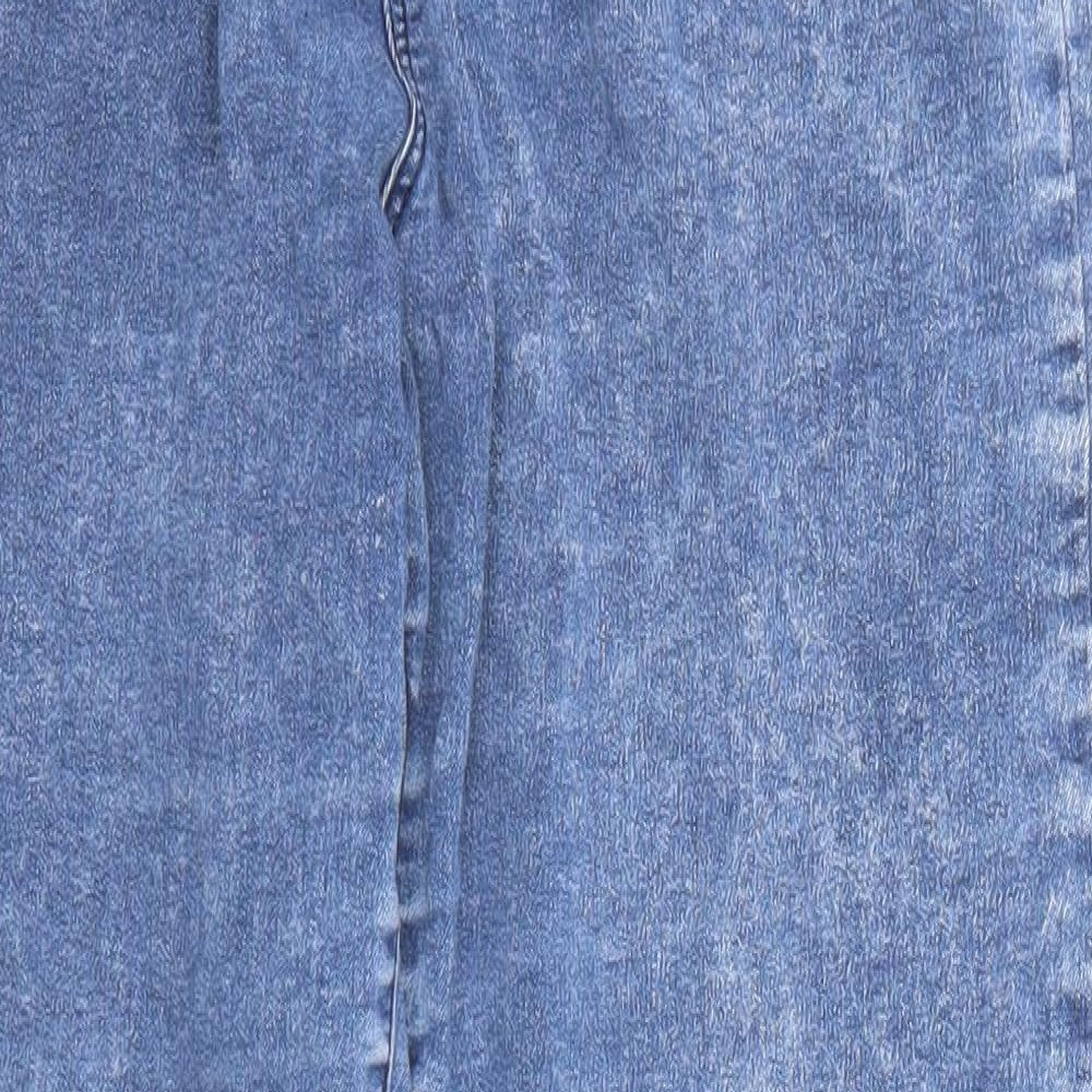 Denim & Co. Womens Blue Cotton Mom Jeans Size 10 L26 in Regular Zip - Acid Wash Effect