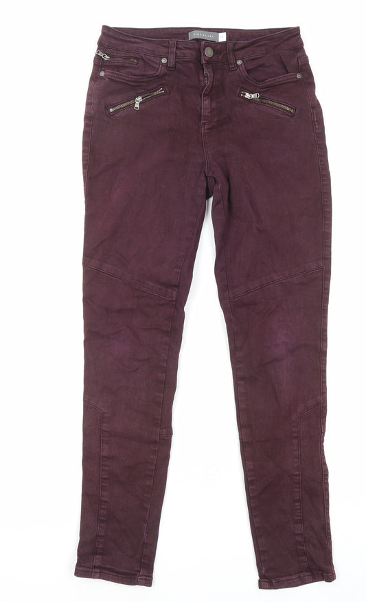 Mint Velvet Womens Purple Cotton Skinny Jeans Size 10 L27 in Regular Zip
