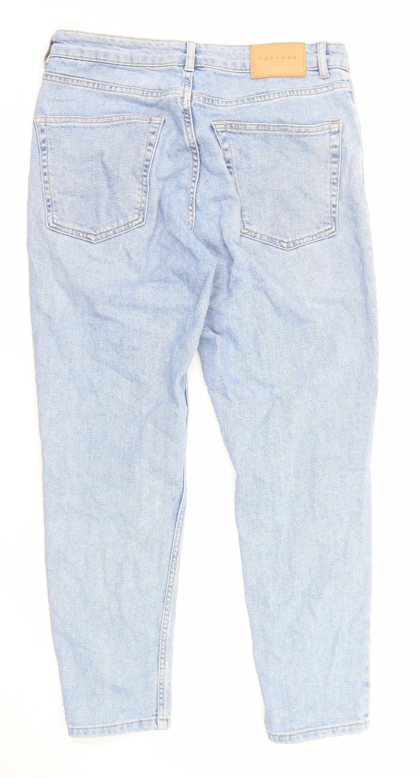 Topshop Womens Blue Cotton Straight Jeans Size 32 in L30 in Regular Zip