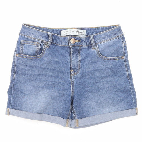 Denim & Co. Womens Blue Cotton Boyfriend Shorts Size 12 L3 in Regular Zip
