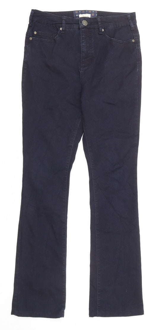 White Stuff Womens Blue Cotton Straight Jeans Size 10 L29 in Regular Zip