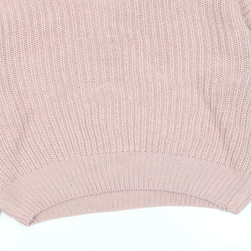 New Look Womens Pink Crew Neck Acrylic Pullover Jumper Size S - Oversized