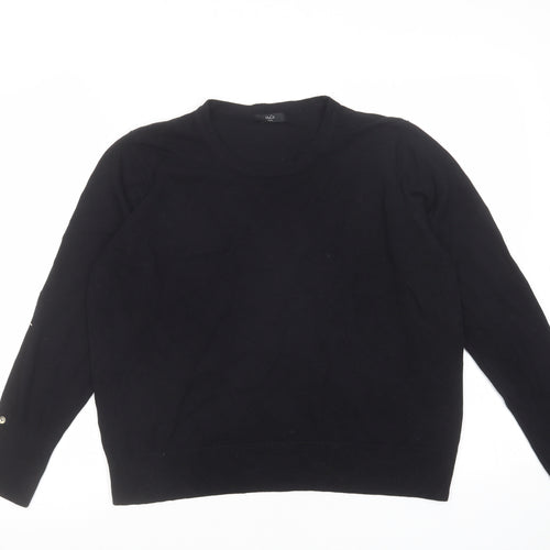 M&Co Womens Black Crew Neck Viscose Pullover Jumper Size 18
