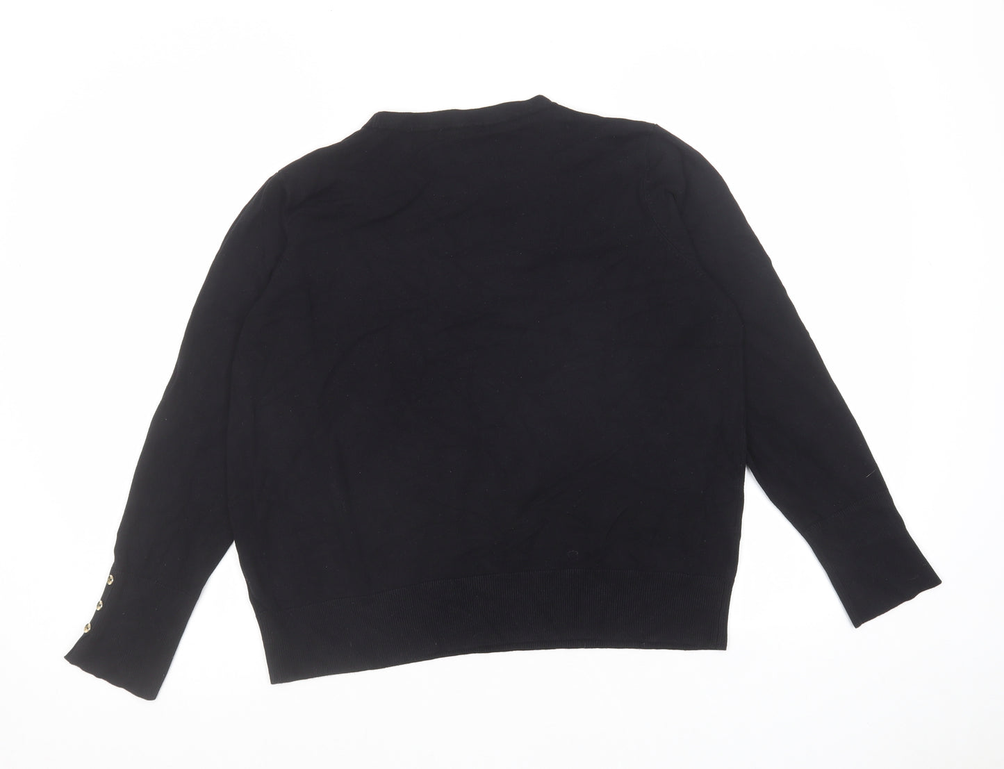 M&Co Womens Black Crew Neck Viscose Pullover Jumper Size 18