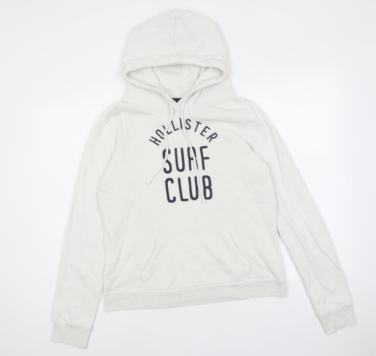 Hollister Womens White Cotton Pullover Hoodie Size L Pullover - Hollister Surf Club Drawstring Pocket
