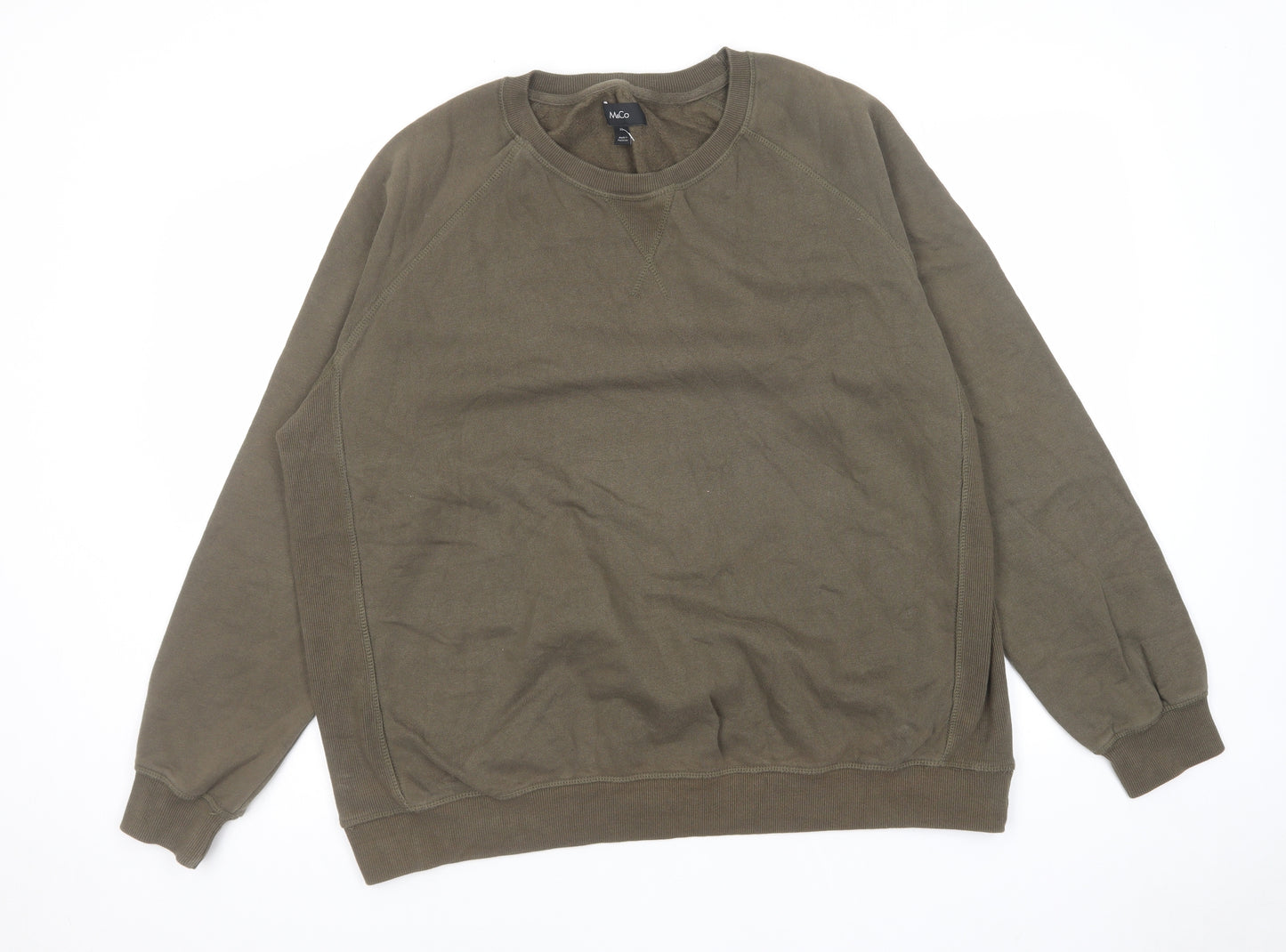 M&Co Mens Green Cotton Pullover Sweatshirt Size XL