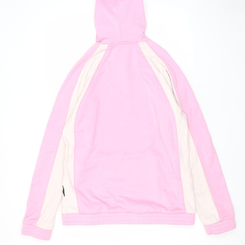 adidas Womens Pink Colourblock Cotton Pullover Hoodie Size L Pullover - Pockets Logo
