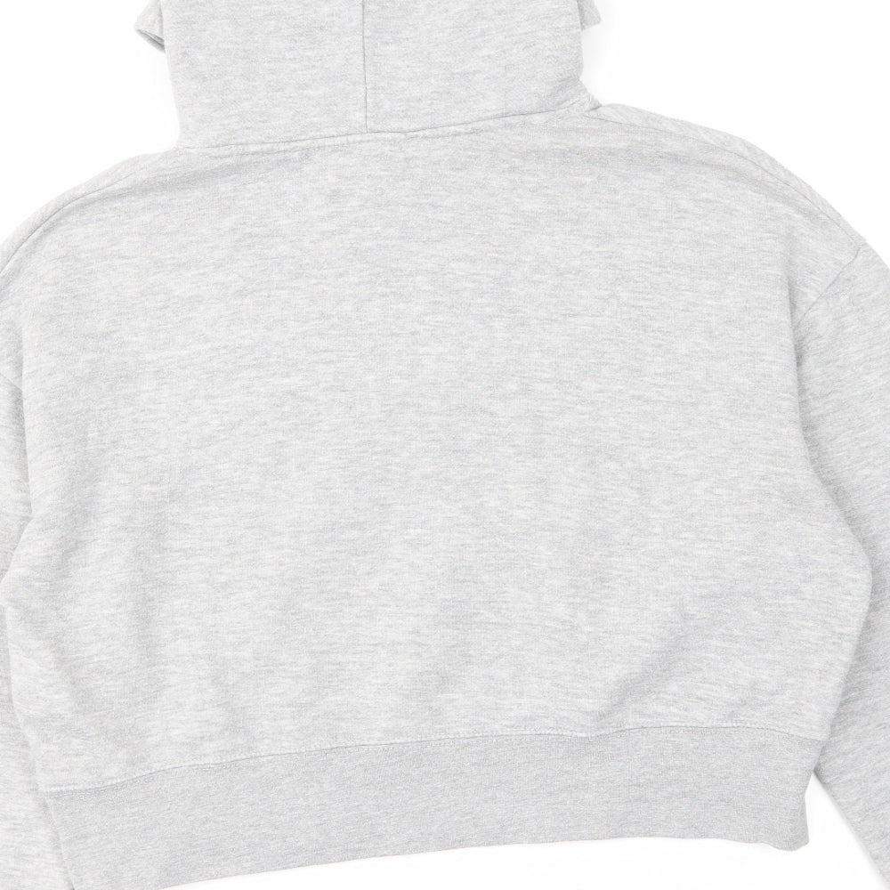 Zara Womens Grey Cotton Pullover Hoodie Size M Pullover - Cropped