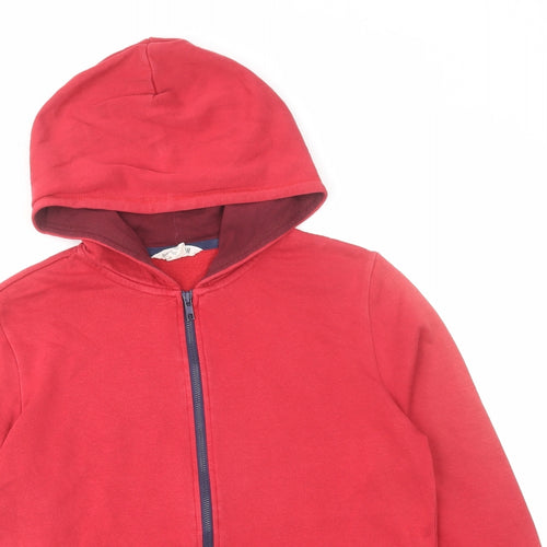 H&M Boys Red Cotton Full Zip Hoodie Size 12-13 Years Zip
