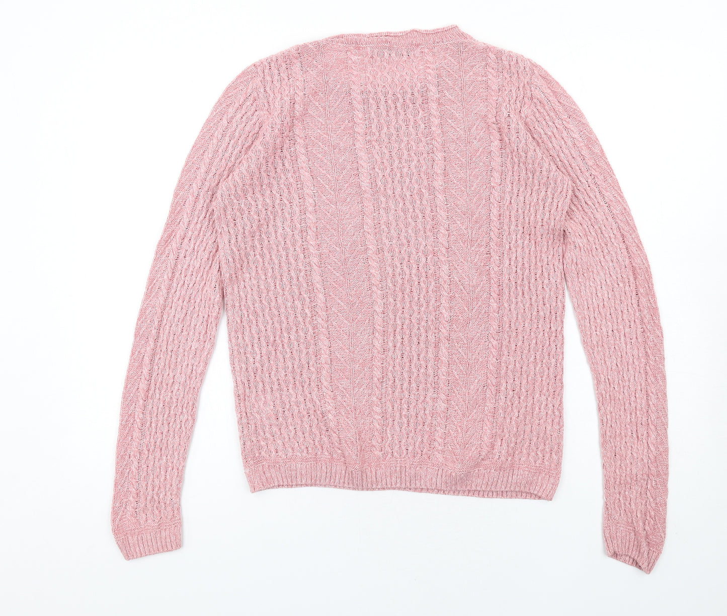 EWM Womens Pink Crew Neck Acrylic Pullover Jumper Size 10