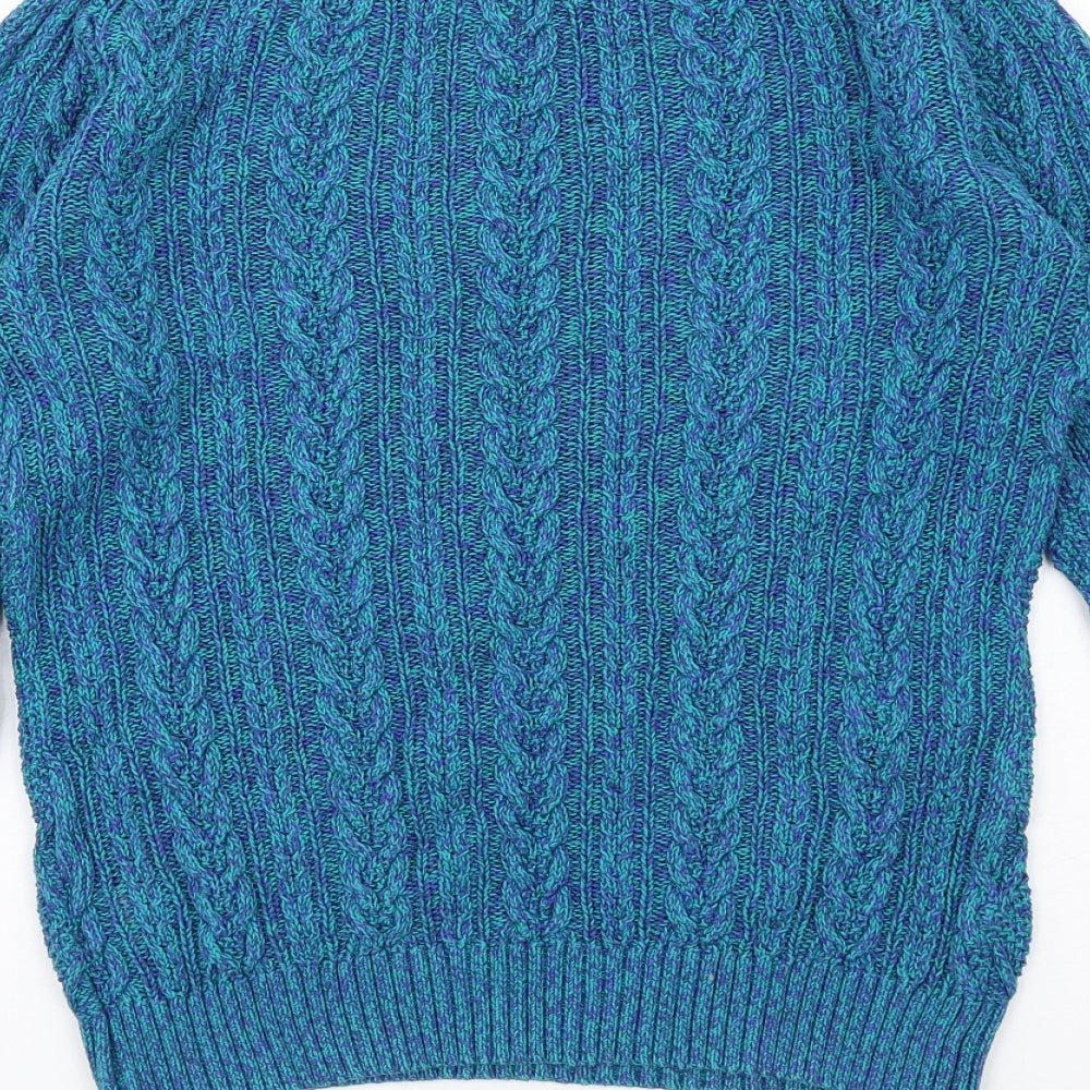 Monsoon Womens Blue Boat Neck Cotton Pullover Jumper Size S
