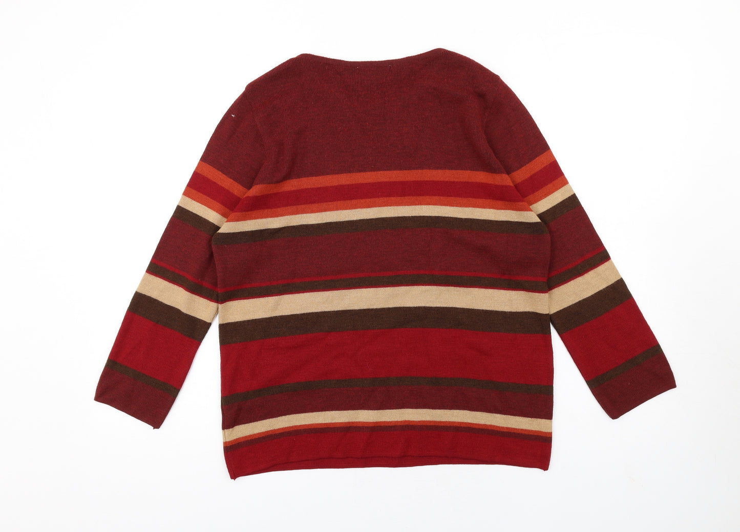 Jumper Mens Multicoloured Round Neck Striped Wool Pullover Jumper Size M Long Sleeve