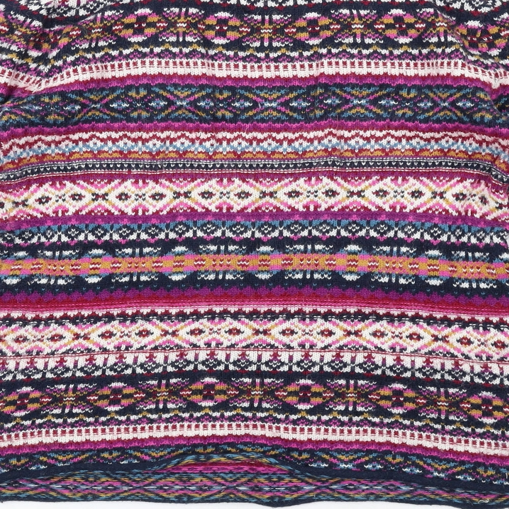 H&M Womens Multicoloured Round Neck Geometric Cotton Pullover Jumper Size XS