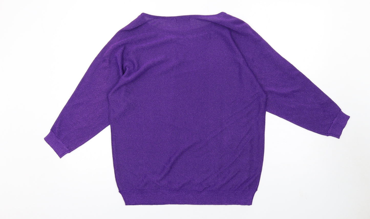 M&Co Womens Purple Round Neck Viscose Pullover Jumper Size 14