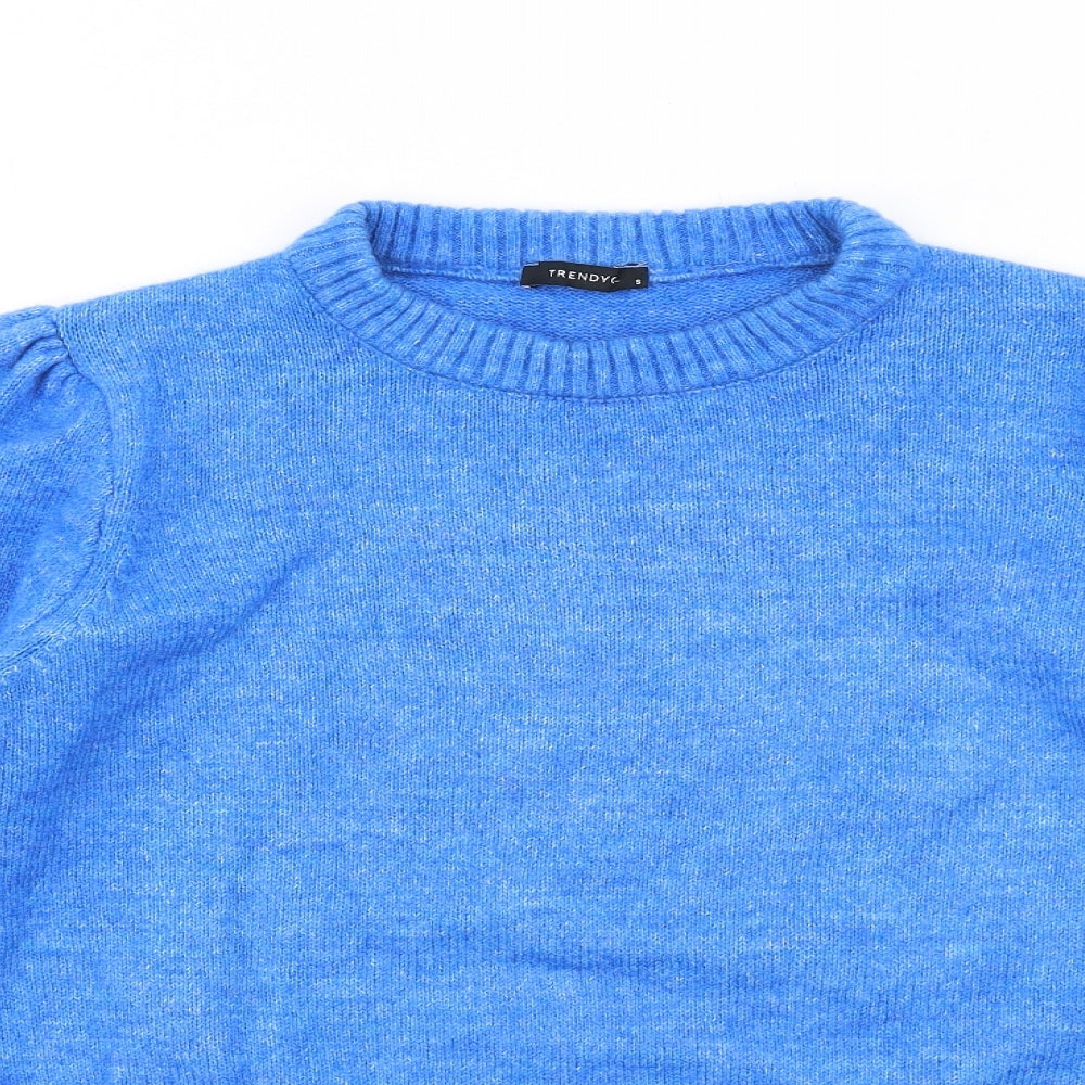 Trendyol Womens Blue Round Neck Acrylic Pullover Jumper Size S