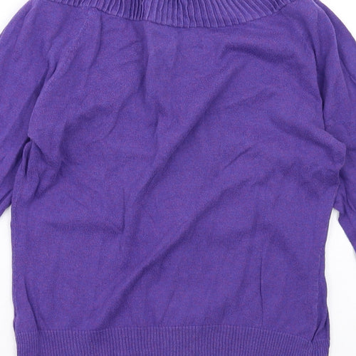 Fat Face Womens Purple Round Neck Cotton Cardigan Jumper Size 8