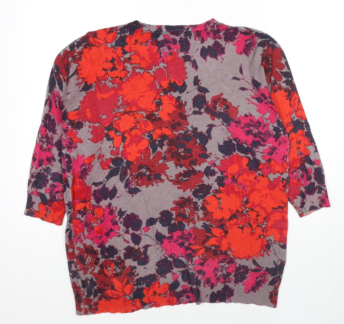 Debenhams Womens Multicoloured Round Neck Geometric Viscose Pullover Jumper Size 18
