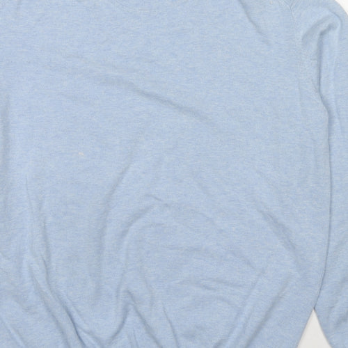 Fynch-Hatton Mens Blue Crew Neck Cotton Pullover Jumper Size XL Long Sleeve