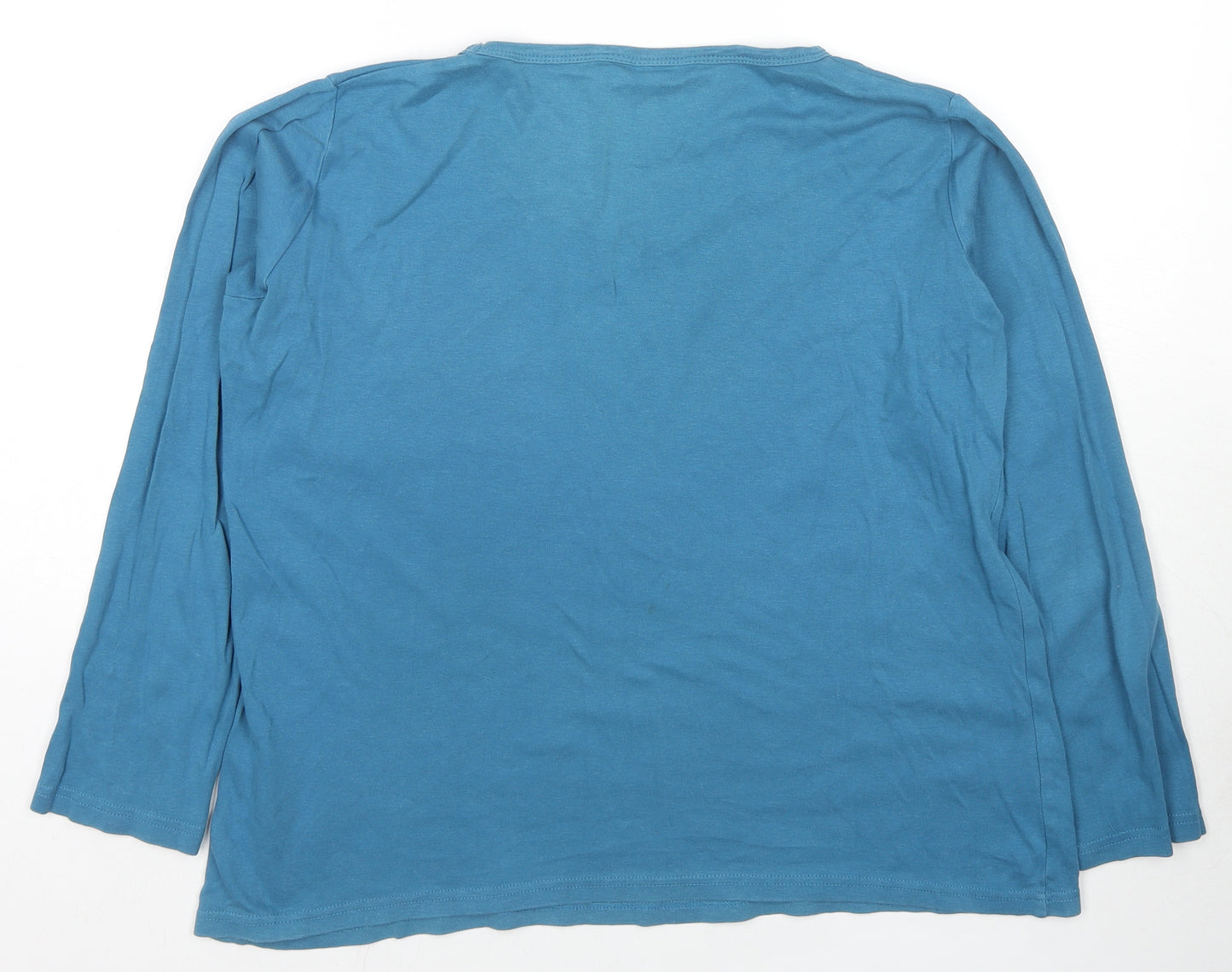 EWM Womens Blue Cotton Basic T-Shirt Size 18 V-Neck - Size 18-20