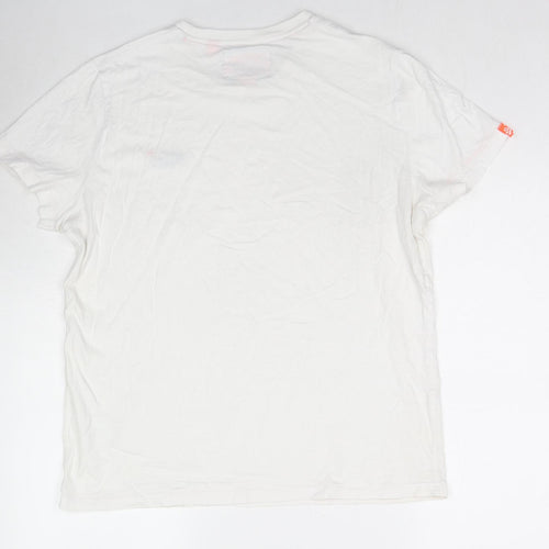 Superdry Mens White Cotton T-Shirt Size XL Round Neck