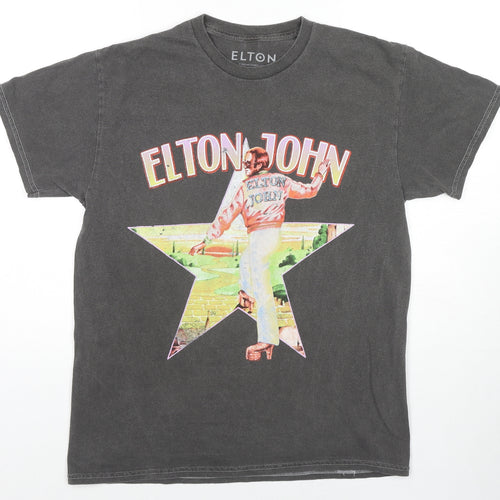 Elton John Womens Multicoloured Cotton Basic T-Shirt Size S Crew Neck - Elton John Star Farwell Yellow Brick Road 2023