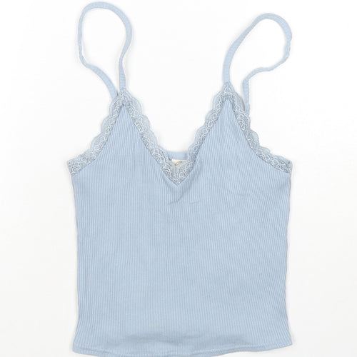 Urban Outfitters Womens Blue Cotton Camisole Tank Size S Sweetheart - Lace Trimming
