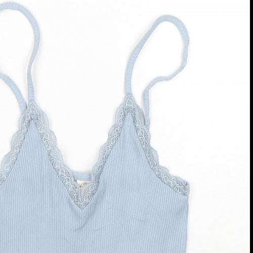 Urban Outfitters Womens Blue Cotton Camisole Tank Size S Sweetheart - Lace Trimming