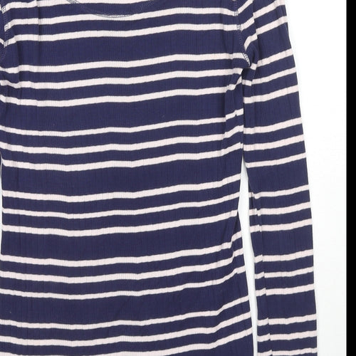 Crew Clothing Womens Blue Scoop Neck Striped Cotton Pullover Jumper Size 12