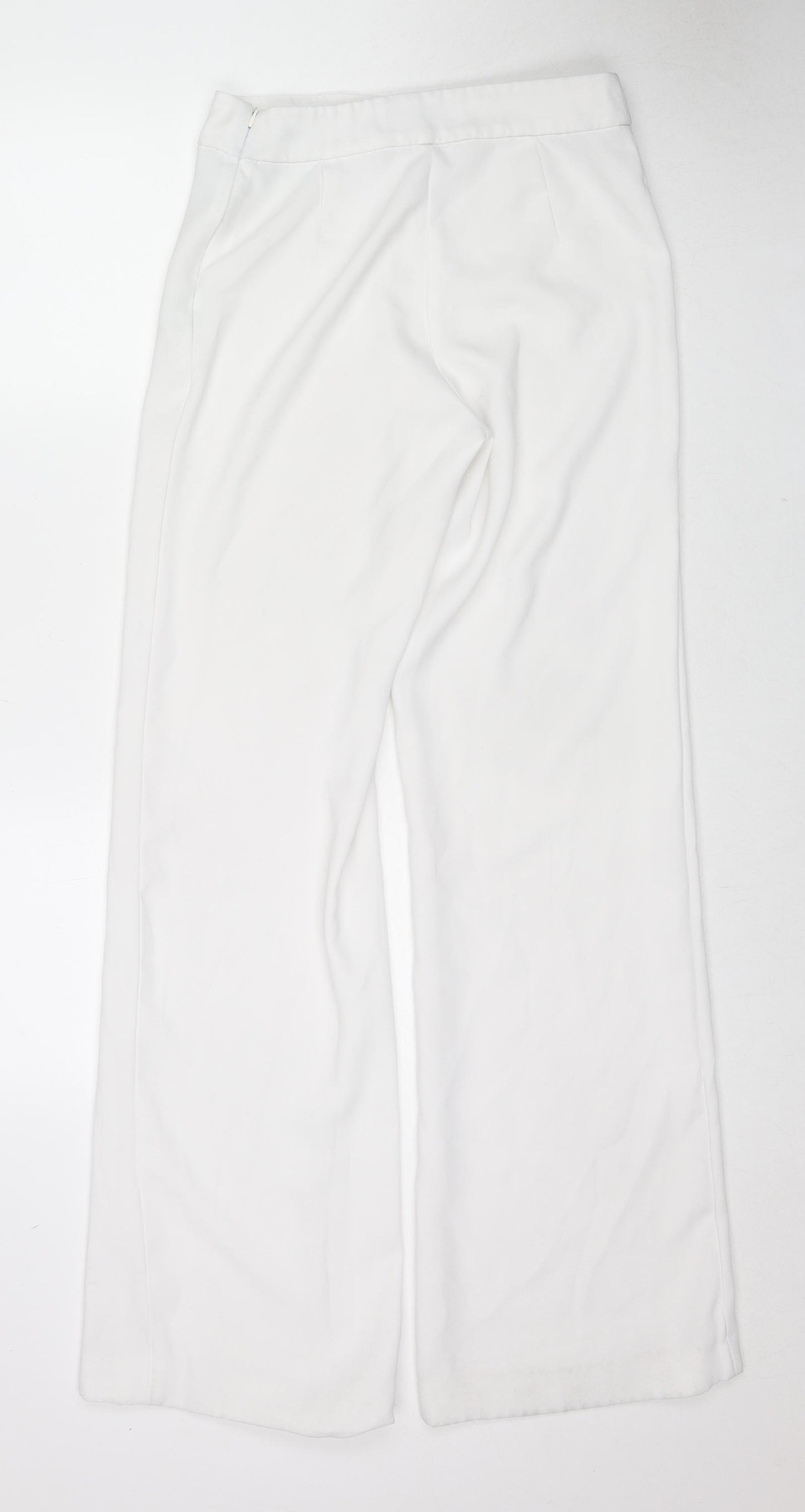 Zara Womens White Polyester Trousers Size S L32 in Regular Zip