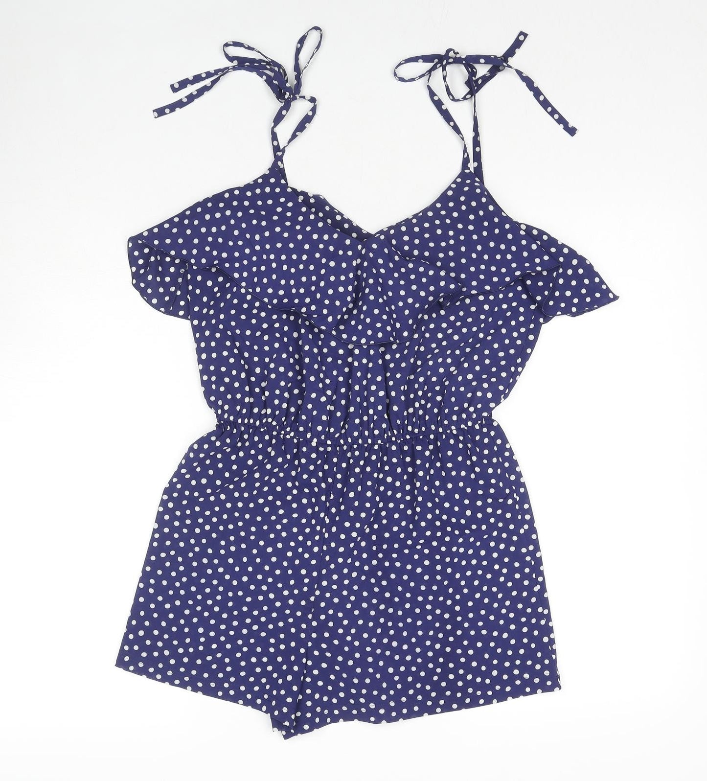 Frost French Womens Blue Polka Dot Polyester Playsuit One-Piece Size 8 L3 in Pullover