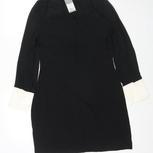 Mint Velvet Womens Black Viscose Shift Size 12 Collared Zip