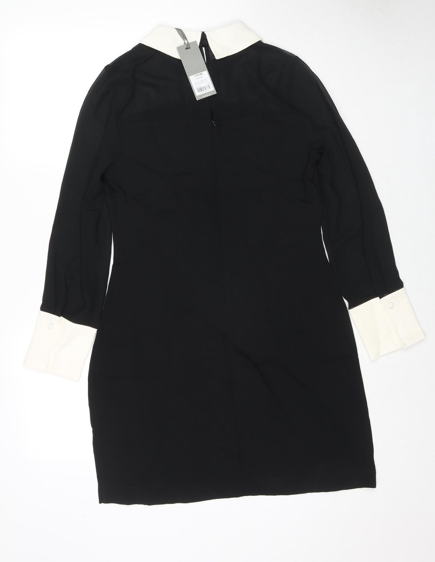 Mint Velvet Womens Black Viscose Shift Size 12 Collared Zip