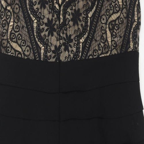 Jessica Howard Womens Black Polyester Shift Size 16 V-Neck Zip - Lace Details