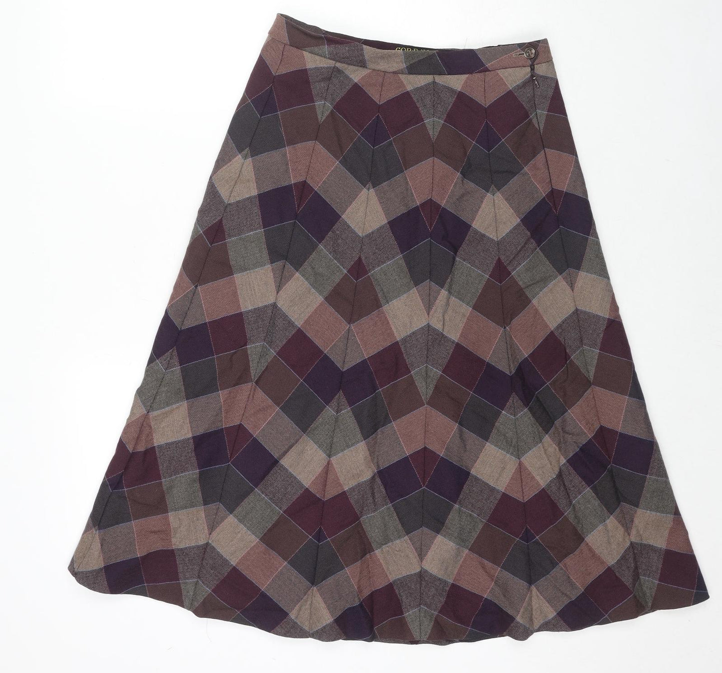 Gor Ray Womens Multicoloured Geometric Wool Swing Skirt Size 28 in Zip - Zig Zag Pattern