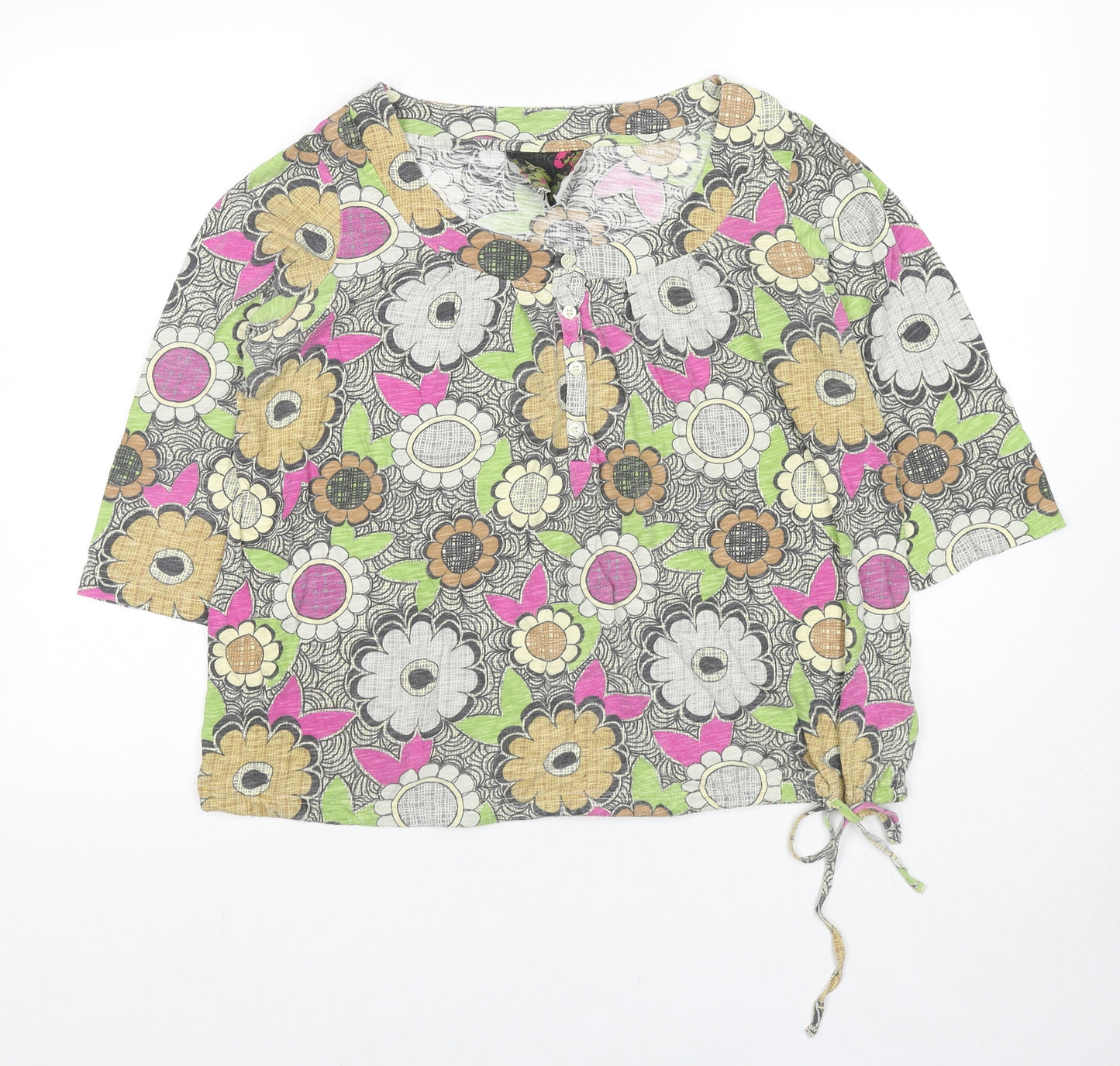 NEXT Womens Multicoloured Floral Cotton Basic Blouse Size 14 Henley