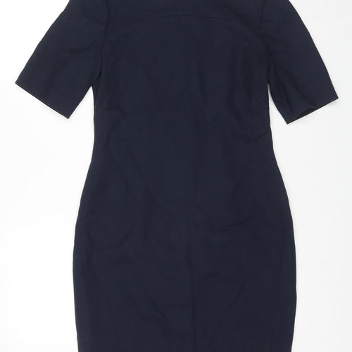 Jaeger Womens Blue Polyester Shift Size 10 Round Neck Zip