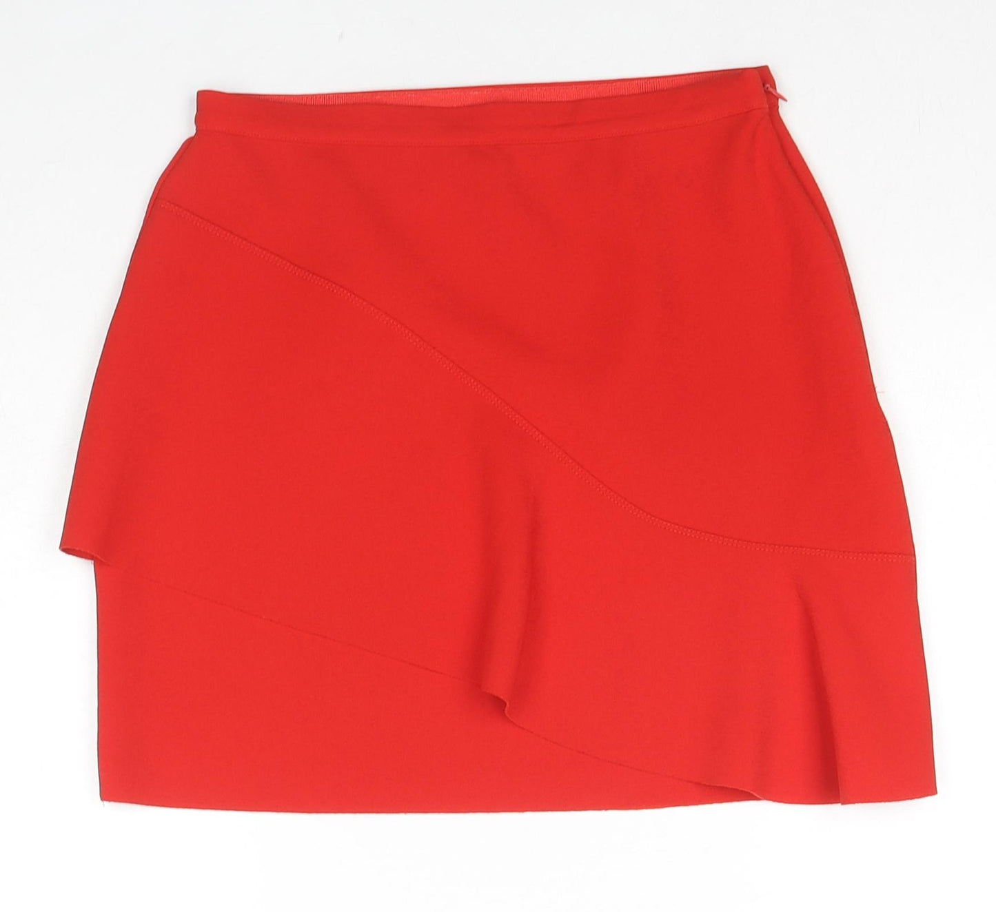 Topshop Womens Red Polyester A-Line Skirt Size 8 Zip