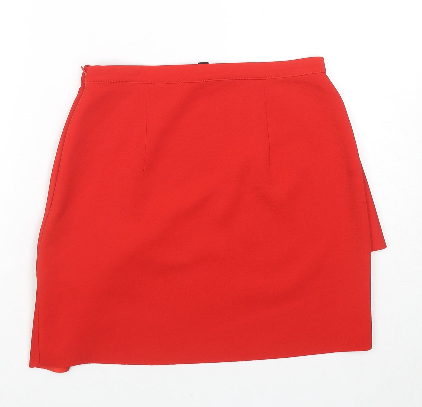 Topshop Womens Red Polyester A-Line Skirt Size 8 Zip