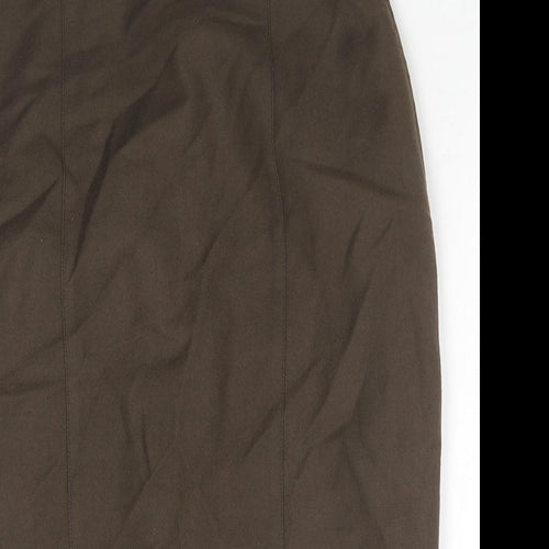 Gaston Jaunet Womens Brown Wool Straight & Pencil Skirt Size 12 Zip - Slits