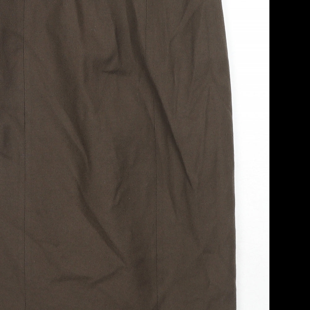 Gaston Jaunet Womens Brown Wool Straight & Pencil Skirt Size 12 Zip - Slits